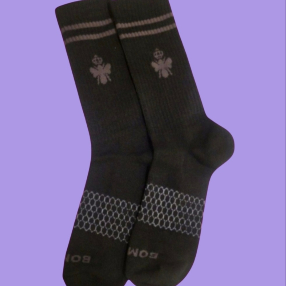 Bombas Crew Calf Socks Small Black~Grey Womens BNWT 5 Pair Bee Better - Picture 2 of 13